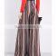 Customized Lady's Apparel Striped Wide-leg Structured Waistband metallic Trousers(DQM001P)