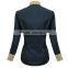 Manufactory women hot sale autumn new deisngn plus size contrast color long sleeve tight waist slim fitting mature shirts