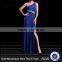 MGOO Cheap Evening Dress OEM Services Navy Blue One Shoulder Crystal Beaded Women Dress Party Cocktail Dress