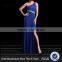 MGOO Cheap Evening Dress OEM Services Navy Blue One Shoulder Crystal Beaded Women Dress Party Cocktail Dress