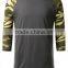 Classic Crewneck 3/4 Sleeve Raglan Shirt Men's Casual Baseball T Shirt with Camo Sleeves Jersey Shirt Wholesale