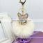 Fahsion Fox Head Faux Fur Keychain HandBag Rhinestone Pendant Charm Soft Car Key Ring 4 Colors fmq-11