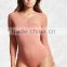 Wholesale Long Sleeve Spring Skin Pink Mesh Panel Women Sexy Bodysuit