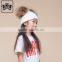 Fashion Design Custom Winter With Big Real Raccoon Fur Ball Crochet Baby Beanie Hat