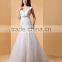 Through Court Train V-neck bridal gown Charmeuse with Appliques Beading Button Wedding dress P051