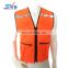 High visibility orange-red mesh pockets reflective fluorescent orange safety vest