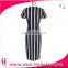 Loose Diagonal Panel Dress Summer Short Sleeve Stripe Fitness Vintage Normal Dresses