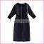 Fashion Design Patched Long Sleeve Belted Dress With Front Zipper