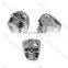 2017 cz stone stainless steel skull ring head