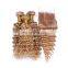 Brazilian hair double drawn blonde color deep wave weave human hair