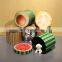 RTS hot sell wood like carton printing polyester folding stool for kids children storage ottoman round chair in living room