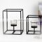 Factory Made Set of 2 Modern Art Style Metal Iron Candle Holders with Clear Glass Tealight Holder for Home & Wedding