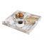 Rustic style homeuse white wood food serving tray with handles 19x19x2 inches