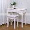 Vanity Set with Mirror & Cushioned Stool Dressing Table Vanity Makeup Table 5 Drawers 2 Dividers Movable Organizers White