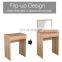 Dressing table set padded flip stool mirrored