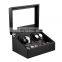 Black carbon fiber PU leather 4+6 automatic mechanical winding shaker motor box watch sales storage box