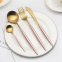 Silver Plated Knife Fork Spoon Cutlery Set With Red Colored Handle For Wedding Table Decoration