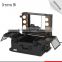 high quality professional soft-sided nylon rolling make up case with with light mirror beauty cosmetic case