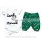 2016 baby girls mermaid romper with capri set,baby toddler clothing