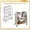 rolling book cart books cart library book trolley 3-tier wood-steel library book trolley rolling library cart