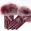 Haining Genuine Sheep Leather Winter Gloves With Fox Fur Cuffs