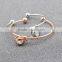 Latest Design Vogue Jewellery Bangle High Polished Real Gold Hollow Ball Center Clean Stone Pendant Cuff Adjustable Bracelets
