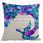 beautiful peacock feather linen cushion cover 45cm throw pillow case christmas decoration for sofa bed chair