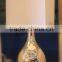 Luxembourg thicken chrome base gold mirrored table lamps with white barrel fabric lamp shade CE certificate