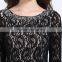V-997 black lace boat neckline slim tight sexy open back 3/4 sleeves casual dresses 2016