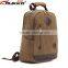Canvas School Backpack With PU Leather Trim Vintage Rucksack Laptop Satchel Bag Khaki Canvas Backpack Knapsack