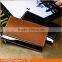 97mm brown PU leather credit card case with silver stainless steel strip and engraving LOGO