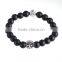 The owl bangle with lotus flower black bead bracelet obsidian