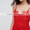  Clothing OEM Shiny Red lady Women Midi dresses Prom Lace Dresses