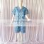 Bule/Rich Floral Pattern Sweat Steaming Clothes V-Neck Jacquard Family Pajama Set Short Sleeve Women/Men Pajamas