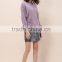 Purple Women Asymmetric Lace-up Shoulder Sweater(DQE0030TS)