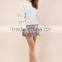Women Ivory Cable Knit Sweater with Tiered Flare Sleeve(DQE0010TS)