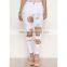 2016 Women Pants Ladies Casual White and Black With Waist-length Ripped Distressed Female Jeans