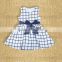Blue Check Pattern Bowknot Sleeveless Baby Casual Girls Dress