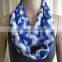 Royal Blue Chevron Infinity double loop circle Scarf cotton blend jersey knit for woman