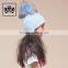 Manufacturer Handmade Kids Winter Raccoon Fur Pompom 100% Acrylic Knitted Beanie Hat