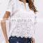 MIKA72077 Wholesale Women Clothing Newly Embroidered Floral Crochet Zippered Blouse