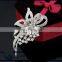 Fashion appearance of silver plated rhinestone clear crystal bow the bride bouquet that artificial diamond and pearl brooches