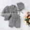 Baby knitting Clothing Sets Two Girls Suit Knit 0-2 Year Cotton Baby Knit Cardigan + PP Shorts +Hat 3Pcs Suit Baby Clothing Set