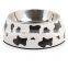 HQP-WS008 HongQiang Stainless steel melamine pet bowl cartoon two in one cute cat and dog bowl