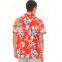 100% Cotton Men Hawaii Shirt Floral Hawaiian Printed Beach Camisa Masculina Red Casual Shirts Single Button Plus Size Short