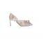 Pink color with flowers design women shinning and glittering upper pumps high heels sandals shoes