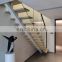 Central Stringer Stair Modern Staircase With Wood Tread And Frameless Glass Railing