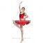 Classic Chinese Red Ballet Performance Tutu Dress With Fashionable Tassel and V Lace Front