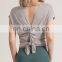 1 Pcs Custom Logo Split Back Design Modal Blouse Short Sleeve Breathable Yoga Shirt Women Casual Running Gym Wear Sports Top