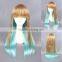 High Quality 65cm Medium Long Straight Brown&Blue Color Mixed Lolita Wig Synthetic Anime Wig Cosplay Hair Wig Party Wig
